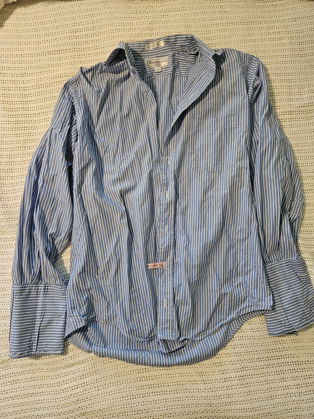 Vintage Burberry Blue Striped Men's Dress Shirt